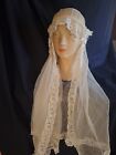 Antique French Net Lace  Wedding Bridal Veil Headpiece Snood