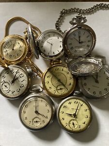 Mixed Pocket Watch Lot For Parts Or Fix