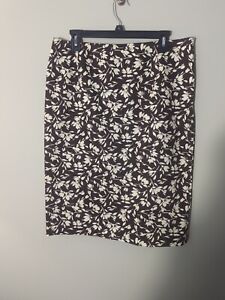 Lauren Ralph Lauren Skirt Womens Size 10 Chocolate Brown Floral Zip Up
