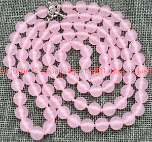Genuine Natural 8mm Pink Rose Quartz Round Gemstone Beads Necklace 18-100