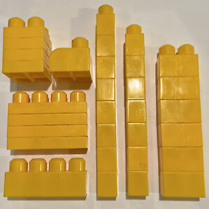 Mega Bloks Lot of Jumbo Building Blocks YELLOW Blocks Mixed Size - 31 Pieces