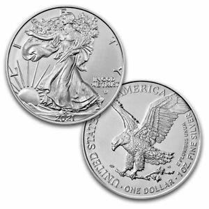 2021 $1 American Silver Eagle 1 oz Lot of 2 each Brilliant Uncirculated Type 2