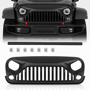 Grill For 2007-2018 Jeep Wrangler JK JKU New Angry Bird Matte Black Front Grille (For: Jeep)