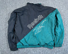 VTG Reebok Logo Zip Up Windbreaker Jacket Adult Large - 2XL Black Green 90s