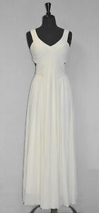 C0 Auth BCBG MAXAZRIA White Acetate Open Back Pleated Gown Dress Size 8 $398