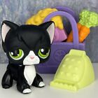 🖤Authentic Littlest Pet Shop LPS Longhair Angora Cat #55 Tuxedo Black White🤍