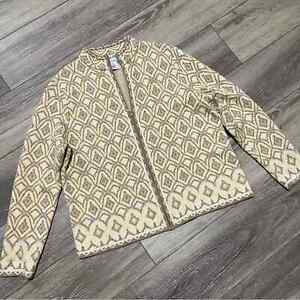 Vintage Pendleton norwegian design merino wool sweater cardigan large intarsia