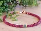Natural Ruby & Emerald Faceted Gemstone Beads Bracelet 14k Gold Over Clasp 7.5''