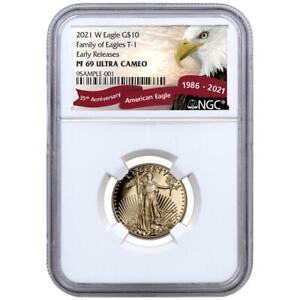 2021-W 1/4 oz Gold American Eagle Type 1 Proof $10 NGC PF69 UC ER Exclusive E...