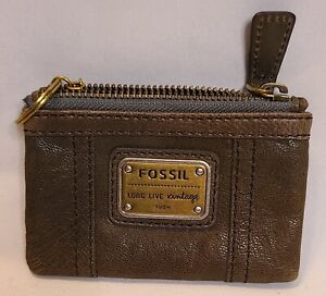 Fossil Long Live Vintage 1954 Coin Purse Wallet Cherry Brown Leather