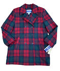 Dead Stock Pendleton 100% Virgin Wool Plaid Peacoat Jacket USA Made Red Sz 10