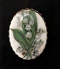 Gold Tone Lilly Of The Valley Cameo Style Brooch Vintage Jewelry Lot B