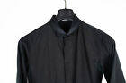 DIOR HOMME Men's Black Dress Shirt Collar Solid 38  Button Down Mesh