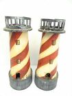 Metal Used Decorative Watchtower Lighthouses Candle Holders Pair Cape Cod