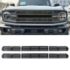 Front Grille Bumper Grill Insert Mesh Net Trim Cover For Ford Bronco 2021+ Black
