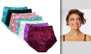2-6 Lingerie Satin Panties S to Plus Size Womens Underwear Full Coverage Brief