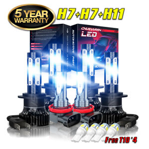 For Mini Cooper 2003 2004 2005 2006 2007 LED Headlight Fog Light Bulbs KIT 6000K