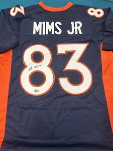 Marvin Mims Jr. Denver Broncos Signed Custom XL Blue Jersey Beckett Witnessed
