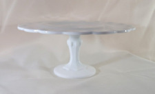 Vintage Milk Glass Scalloped Edge Pedestal Cake Stand