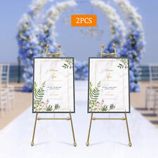 New Listing2pcs Golden Wedding Easel Stand Art Exhibition Car Show Gold Frame Display Stand