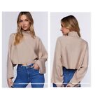NEW Forever21 Taupe Dolman Sleeve Boxy Cropped Button Detail Turtleneck Sweater