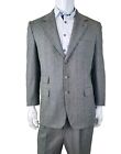 Brioni Men's Wool 2 Piece Wool Suit Gray Herringbone Size 40 US Pants 34 Waist