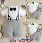 Newborn Baby Boy Gentleman Suit One-Piece Romper+ Strappy Shorts Clothes Outfits