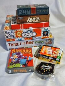 Ten Game Lot (New/Used), Ticket To Ride, Azul,Crypt,Psychogames, Lazer Khet 2.0