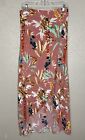 Express Faux Wrap Maxi Skirt Size M Pink Tropical Floral Pull On Sarong Beachy