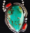 Massive Vintage 70s Navajo Old Pawn Cerillos Turquoise & Coral Necklace $1 START