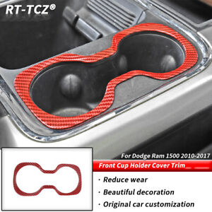 Red Carbon Front Cup Holder Trim Ring For Dodge Ram 1500 2015-2017 Accessories