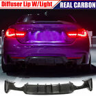REAL CARBON Rear Bumper Diffuser Lip W/Light For BMW F32 F33 F36 435i 440i 14-19
