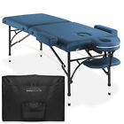 OPEN BOX - Portable Massage Table - Tilt Backrest, Aluminum Legs, Case - Blue