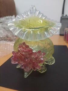 Victorian Glass Vase Jack In The Pulpit Kralik (Look at pictures)