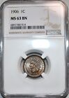 NGC MS-63 BN 1906 Indian Head Cent, Razor-Sharp & Highly Lustrous.