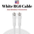 RG6 Coaxial White Cable Dual SHIELDED Extension Coax Satellite TV Antenna Wire