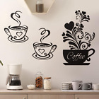 New ListingKitchen Wall Decor Sticker Coffee Tea Cup Flower Wall Art Decor Sticker Black Co