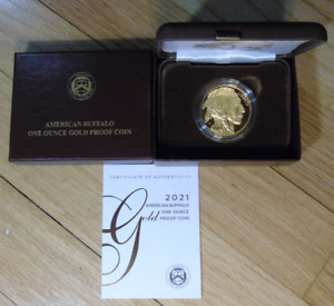 2021 W American Gold Buffalo Proof U.S. Mint One 1 oz Ounce $50 BU Box COA 21EL