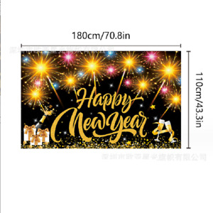 2024 Happy New Year Banner BlackGold Backdrop Background Photo Banner Party Deco