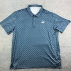 Adidas Golf Polo Shirt Men's 2XL XXL Blue Lightweight Outdoor Allover Print Logo