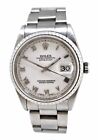 Rolex Mens 36mm Oyster  Datejust Stainless Steel White Dial Quick Set  16200