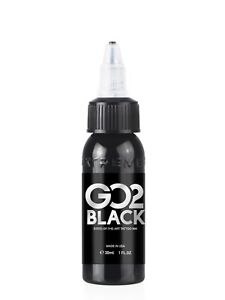 GO2 BLACK 1-oz Xtreme Ink Premium Dark Solid Color Tattoo Pigment Made in USA