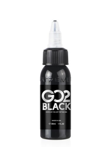 GO2 BLACK 1-oz Xtreme Ink Premium Dark Solid Bold Tattoo Pigment (Made in USA)