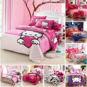 Cartoon Hello kitty Bedding Set Duvet Cover Queen Comforter Cover PillowCase