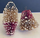 Vintage Bottle Brush Christmas Tree Ornaments ~ Multi-Color ~ Set of 2 w/ Mica