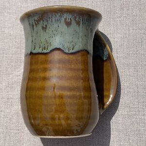 New ListingNeher Art Pottery Coffee Cup Right Hand Warmer Mug Hand Thrown Signed 2013 Brown