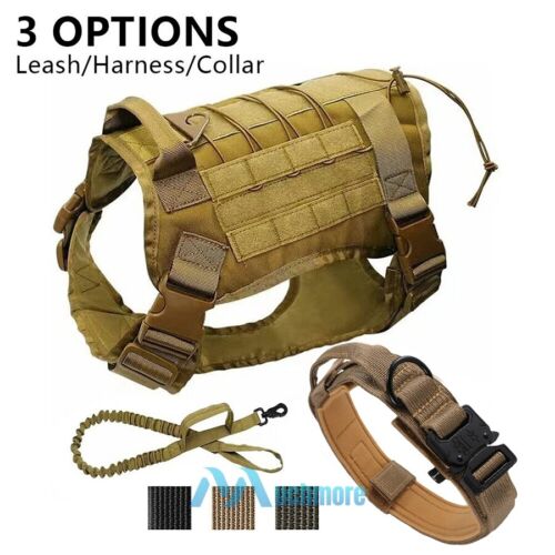 Tactical Dog Harness Military Pet Training Vest Adjustable Collar With Buckle XL