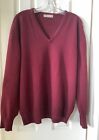 COX MOORE 100% WOOL, WINE RED V-NECK MEN’S PULLOVER SWEATER XL