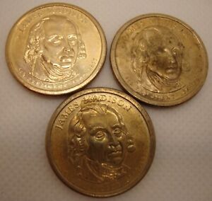 James Madison Dollar Coin 1809-1817  = RARE = Lot of 3