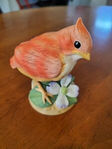 Baby Cardinal Bird By Andrea Sadek 9601 Porcelain on Dogwood Japan VTG Signed